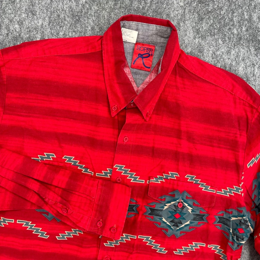 Roper Shirt Mens Extra Large Red Southwestern Geometric Aztec Western Button